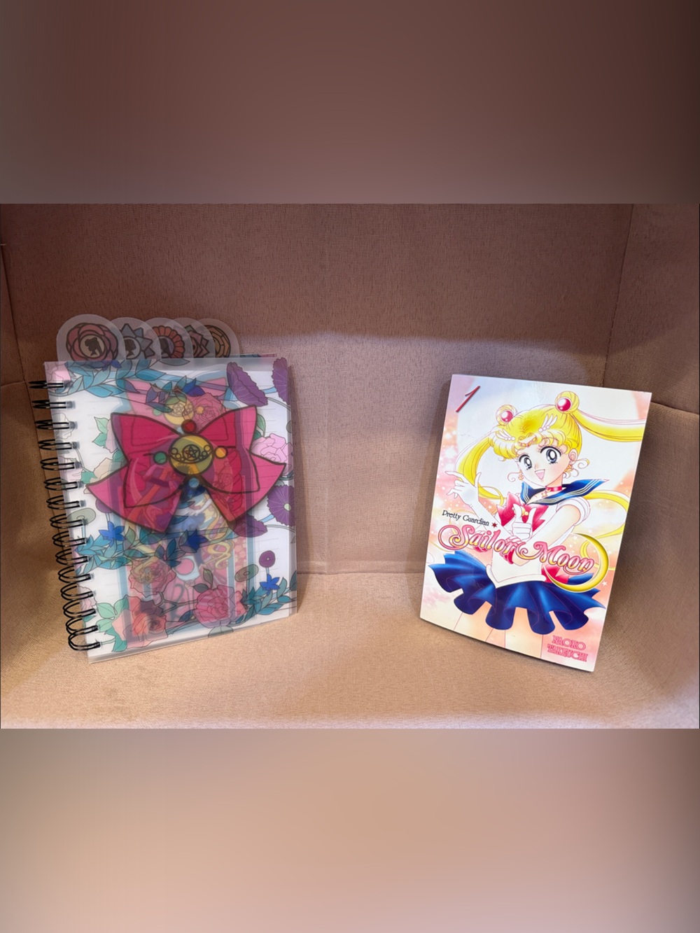 Sailor Moon Pink & White Spiral Notebook with Decorative Cover